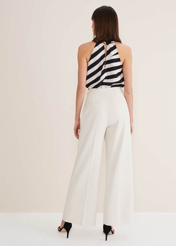 Phase Eight Celyn Wide Legs Trousers White Canada | LKGHJQ-402